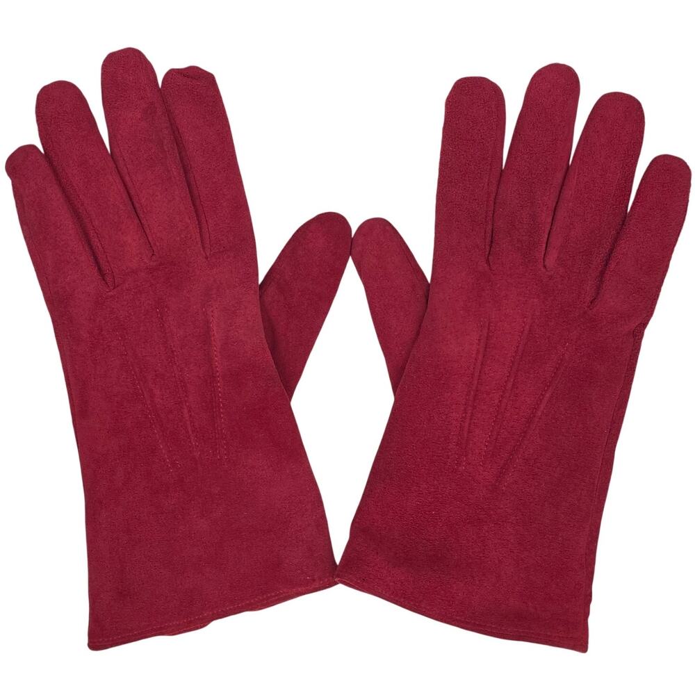 ARIS GENUINE LEATHER SUEDE RED GLOVES – WOMEN’S XL – STYLE 88136 – FLEECE LINING